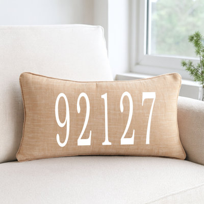 Coussin personnalisé avec code postal personnalisé