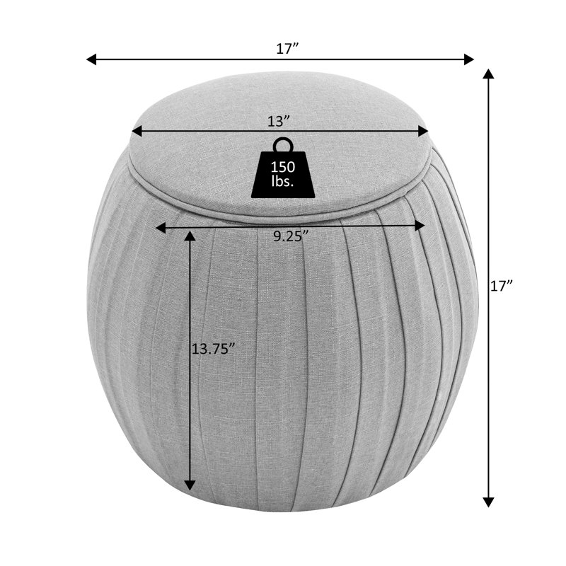 Lingel Round Accent Storage Ottoman, Coral