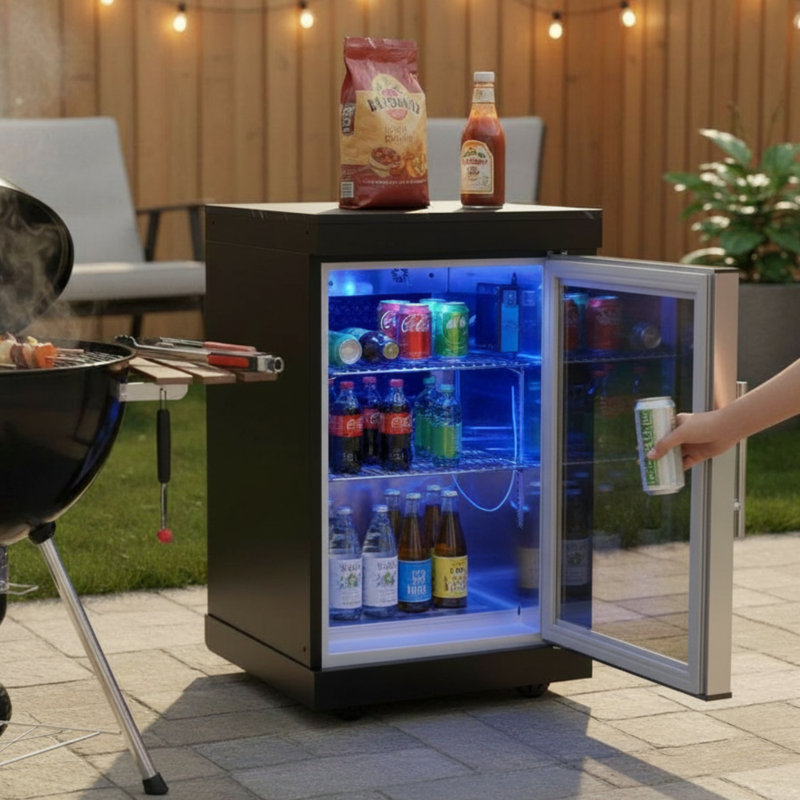 Mini réfrigérateur d'extérieur modulaire de 2,2 pieds cubes Akoah, autoportant avec roues et DEL