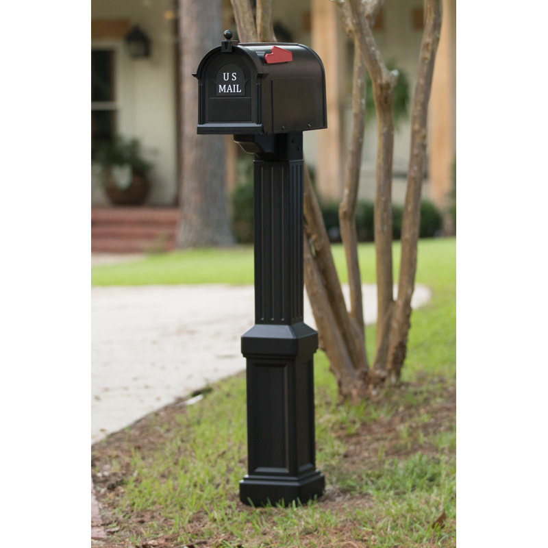 Craftsman Polyethylene Plastic Post Mounted Mailbox, Black
