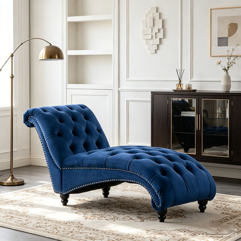 Chaise longue sans accoudoirs, Blue Polyester