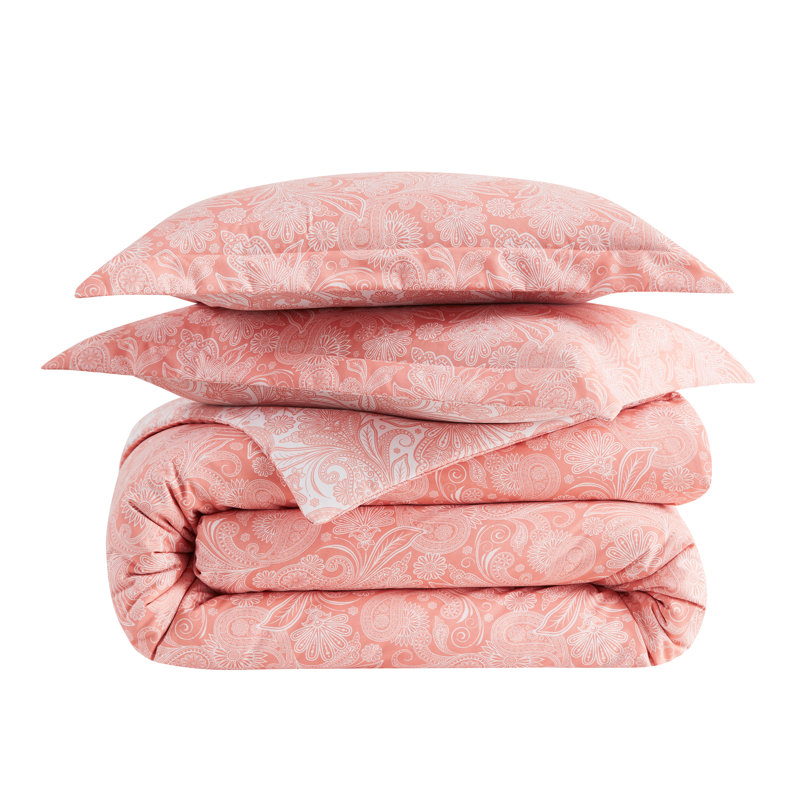 Coral Haze Microfiber Reversible California King Duvet Cover Set