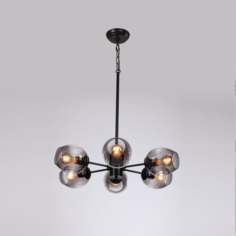 Lustre cylindrique 6 lumières lanterne Allenford, Noir