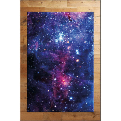 Tapis bleu foncé / mauve en polyester tissé à la machine Edelson