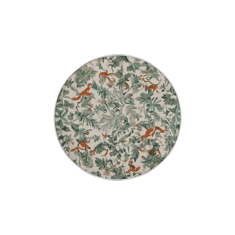 Tapis beige soyeux et moelleux, Rond 3 pi