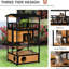 Maison d'extérieur pour chat jaune, structure en bois massif, portes de secours et plateforme de saut pour petits chats jusqu'à 10 lb