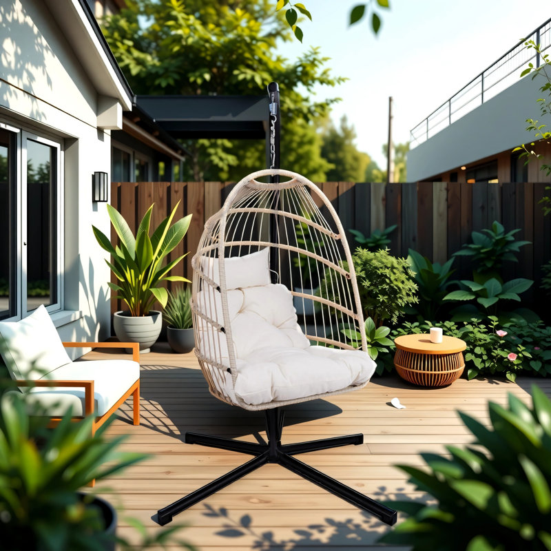 Balancelle en osier pour patio, Blanc