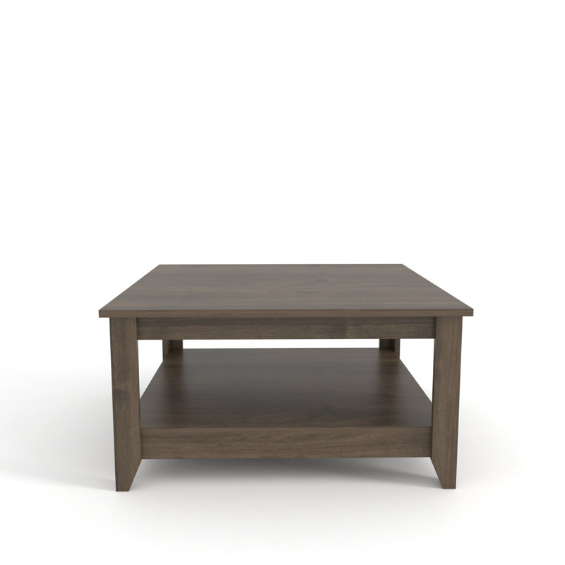 Lea 90 Cm Square Coffee Table, Dark Brown Wood