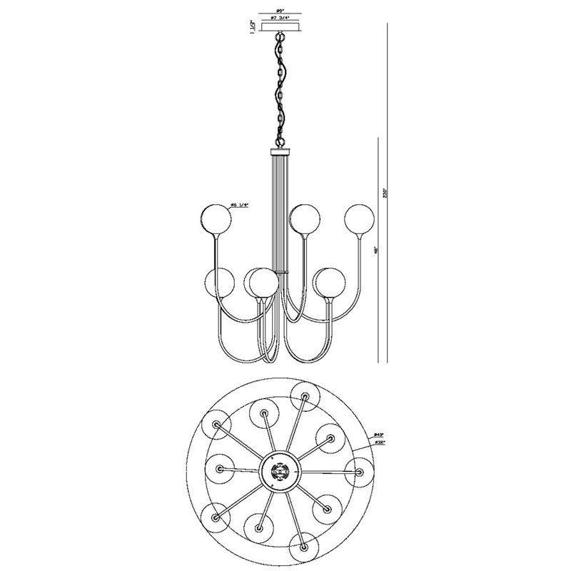 Lustre transparent 40 po Iissa, Noir / ambre