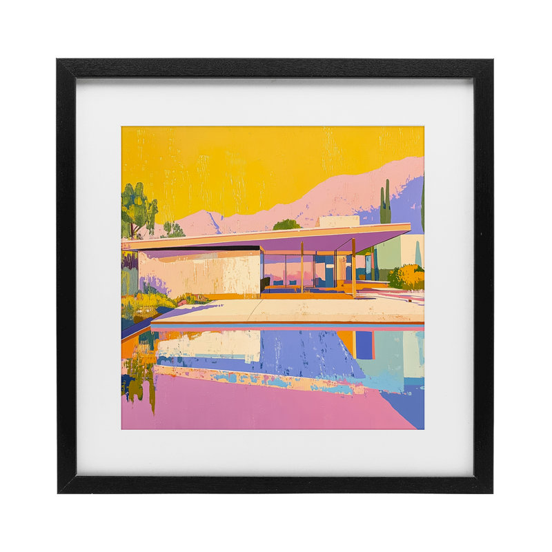 «Vivid Case Study House», reproduction sous verre encadrée, H 16 po x l 16 po, Cadre noir minuit