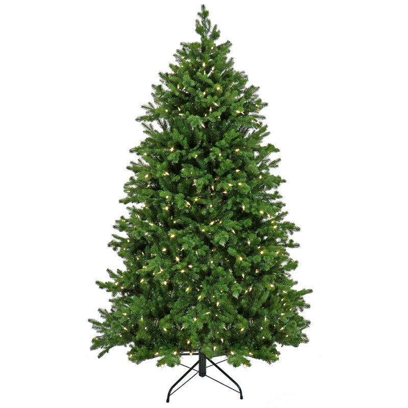 Arbre de Noël à charnières Harwich enneigé The Holiday Aisle® avec lumières DEL blanc chaud PowerConnect