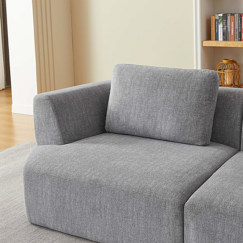 Canapé 3 places compressé avec tissu chenille, Gris