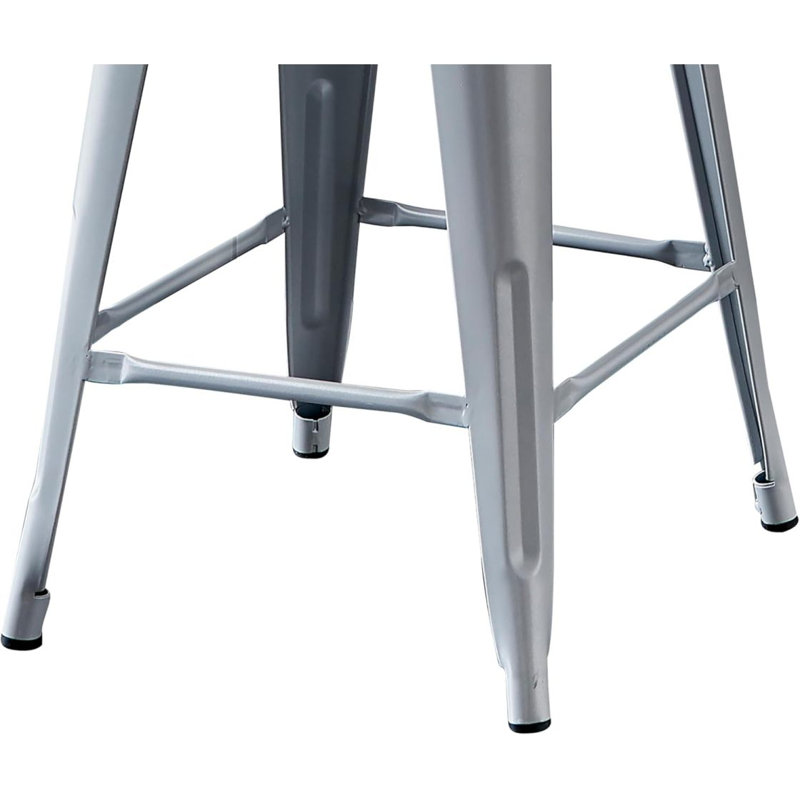Tabourets de bar en métal sans dossier, légers, industriels, contemporains, rustiques, rétro, côtiers, rétro et sans pieds (ensemble de 2) (siège de 30 po, argent)