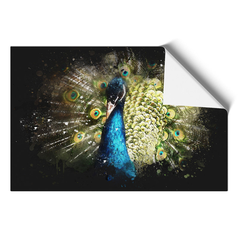 Peacock Paint Splash - Frameless Print, 21cm H x 30cm W x 0.1cm D