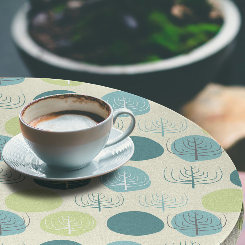 East Urban Home Garden Fitted Round Tablecloth Eggshell and Multicolor, 64.17" Round