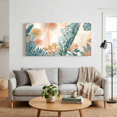 Feuilles tropicales, reproduction d'art sur toile, ensemble de 1