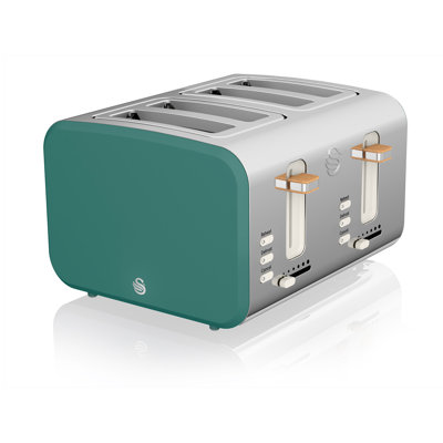 Swan Nordic 4-Slice Toaster with Defrost/Reheat/Cancel Functions, Cord Storage, 1500W