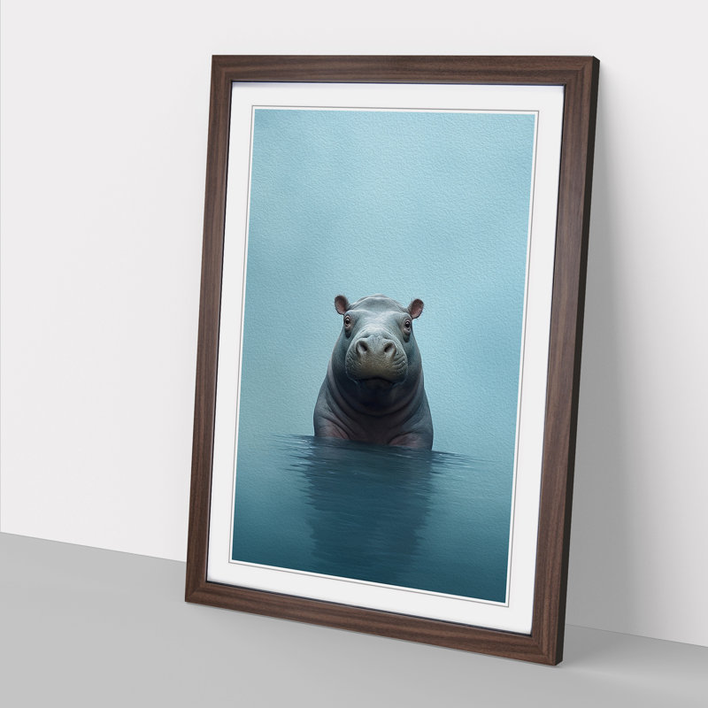Hippo Minimalism - Framed Print