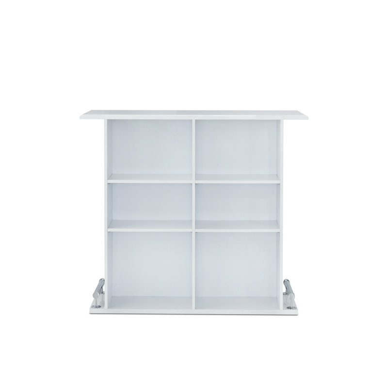 Table de bar rectangulaire avec 6 tablettes en blanc brillant