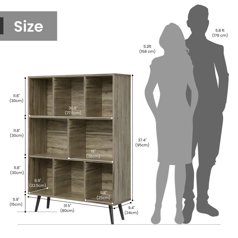 Floor Standing Office Bookshelf, Dark Grey