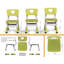 Tableau blanc rectangulaire à hauteur ajustable pour 4 étudiants, vert