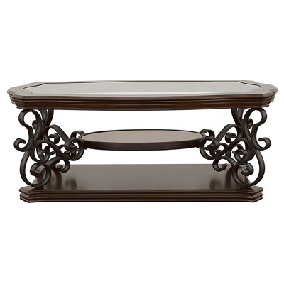 Bianca Merlot 2-Shelf Glass Top Coffee Table