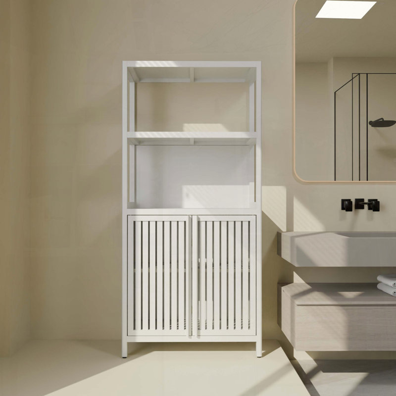 Armoire de rangement en bambou blanc