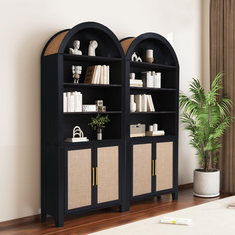 Bibliothèque de rangement arquée Aterion, Noir