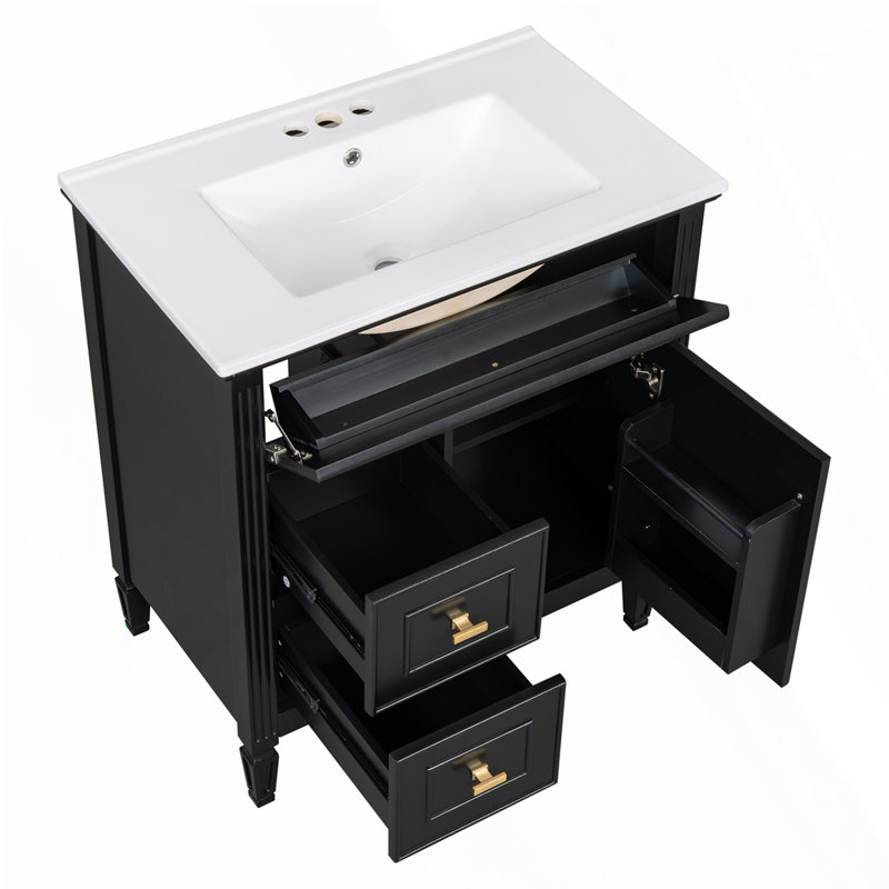 Meuble-lavabo 30 po avec lavabo, Noir