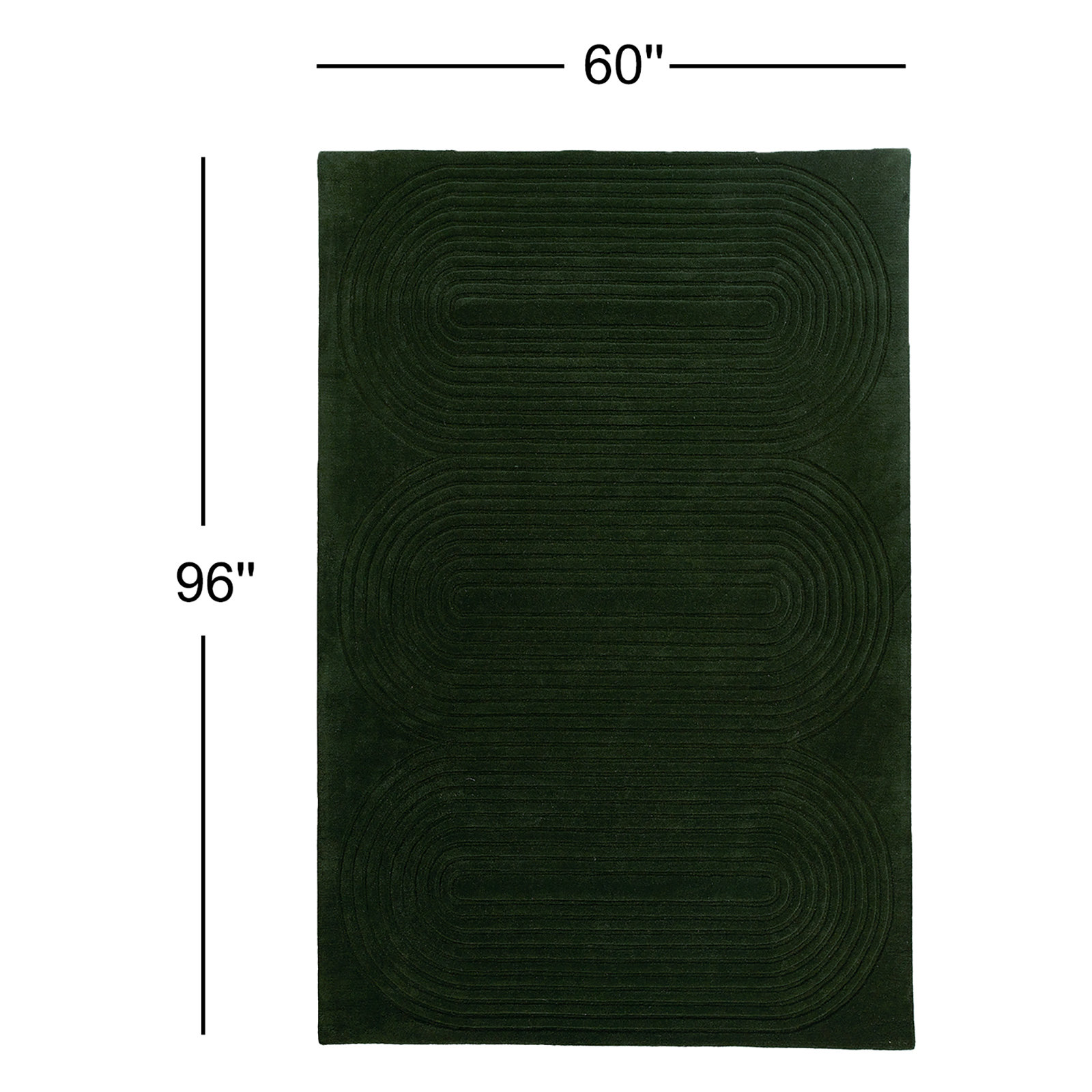 Tillie Green Hand-Tufted Geometric Wool Rug, Rectangle 5' x 8'