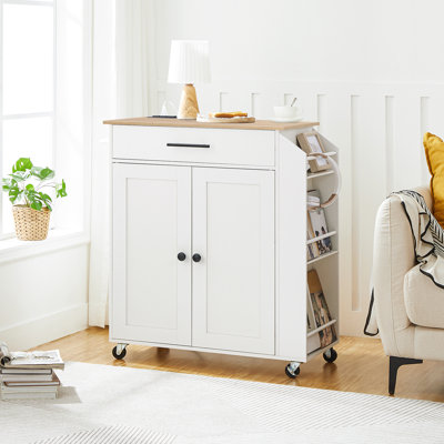 Aquisha 33.8" Rolling Kitchen Island with Power Outlet