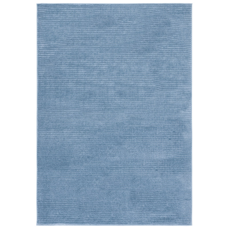 Tapis bleu rectangulaire tissé à la machine Arbesa, Rectangle 4 pi x 6 pi