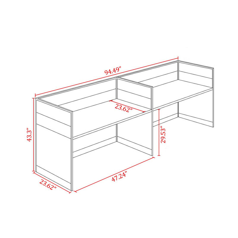 Sydonia Rectangle 2 Person Partition Desk with Cable Management