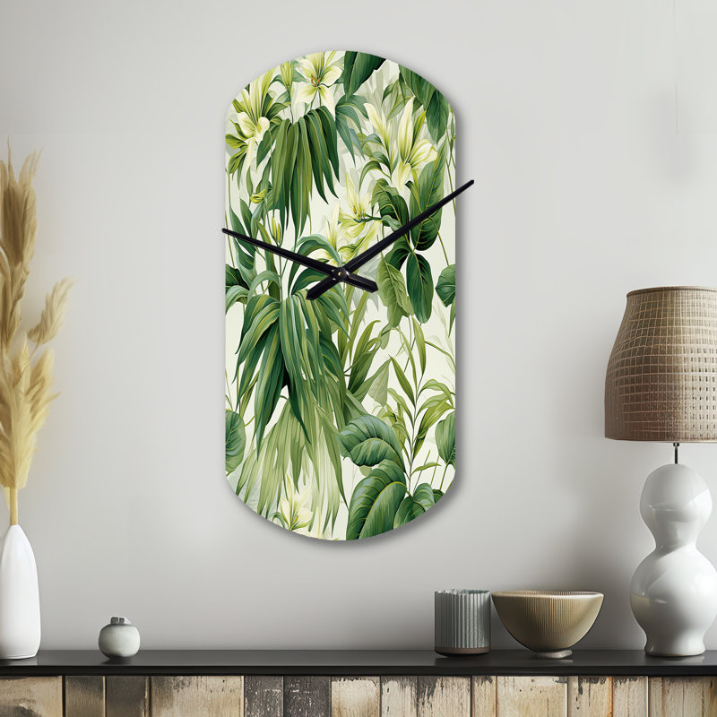 Vintage Jungle - horloge murale cylindrique Plants, Grand