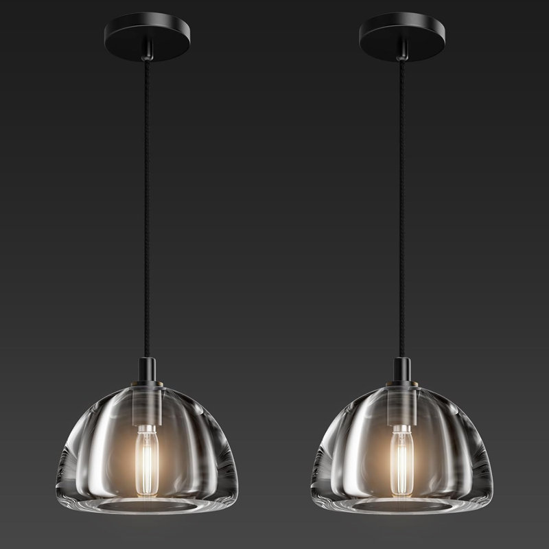Luminaire suspendu en cristal 2PCS, Noir mat