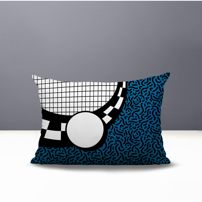 Coussin lombaire réversible Dotrix, Rectangle H 14 po x l 20 po, Turquoise