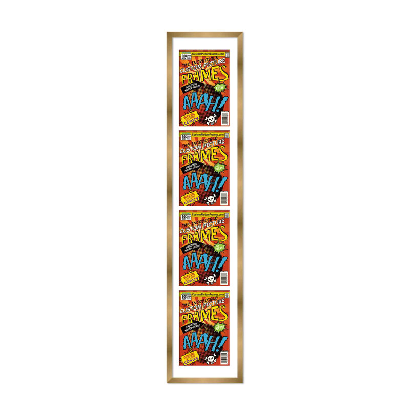 Wood Picture Frame with Mat, 7.25" x 10.5", Gold/White