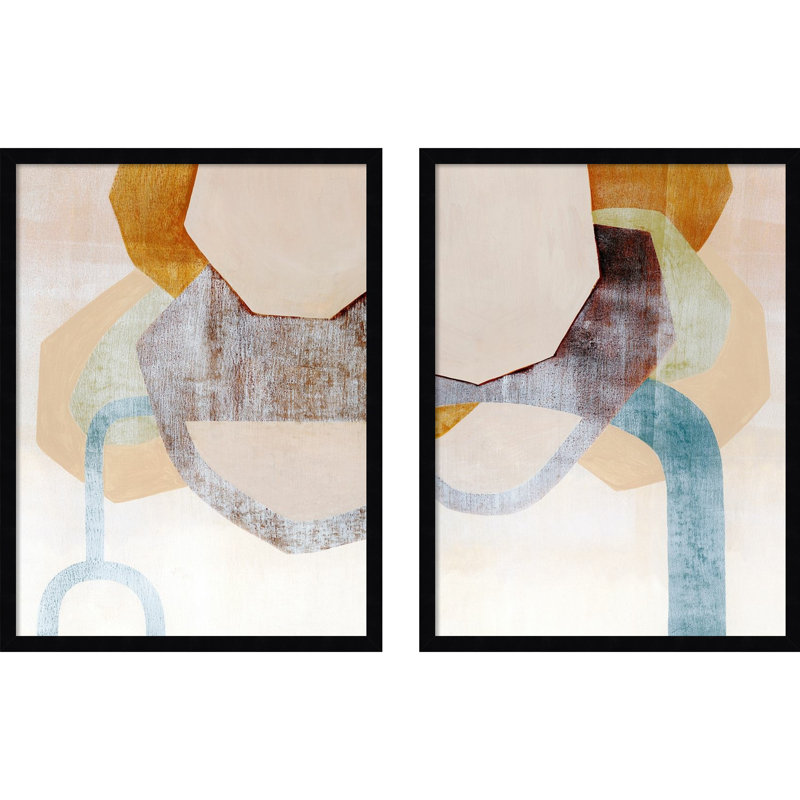 «Desert Rockfalls - lot de 2» par Grace Popp, impressions murales encadrées, Noir, H 26 po x l 42 po