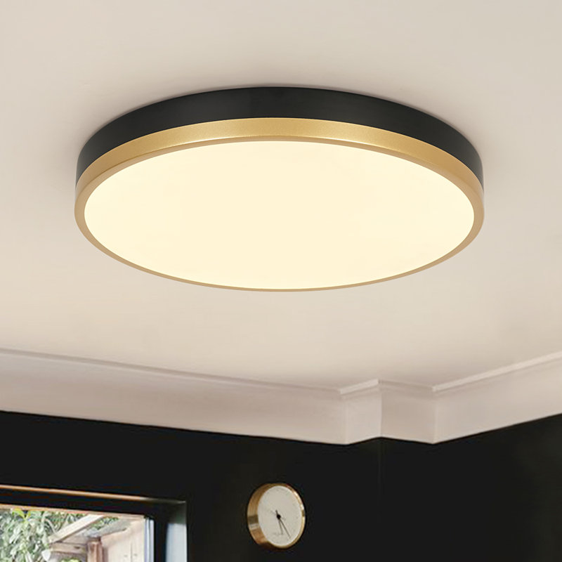 Dual Tone 5 - Segment Dip Switch Dimmable Led Round Flush Mount, Matte Black/Gold