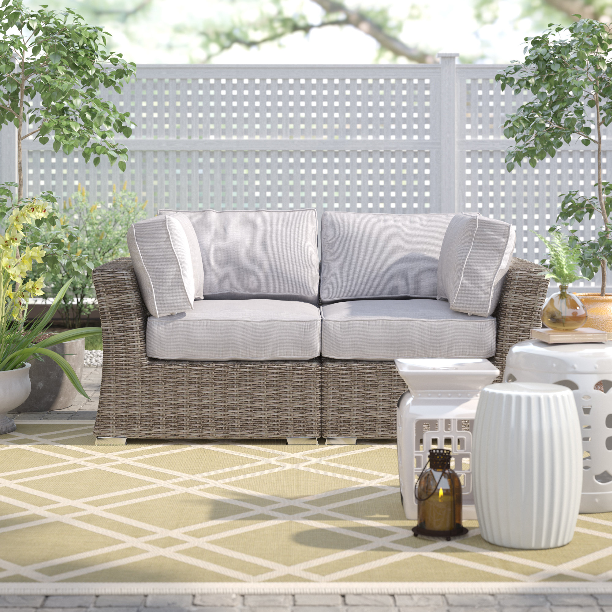 Sol 72 Outdoor™ Dayse Fully Assembled 66'' Wide Outdoor Wicker Loveseat with Cushions & Reviews
