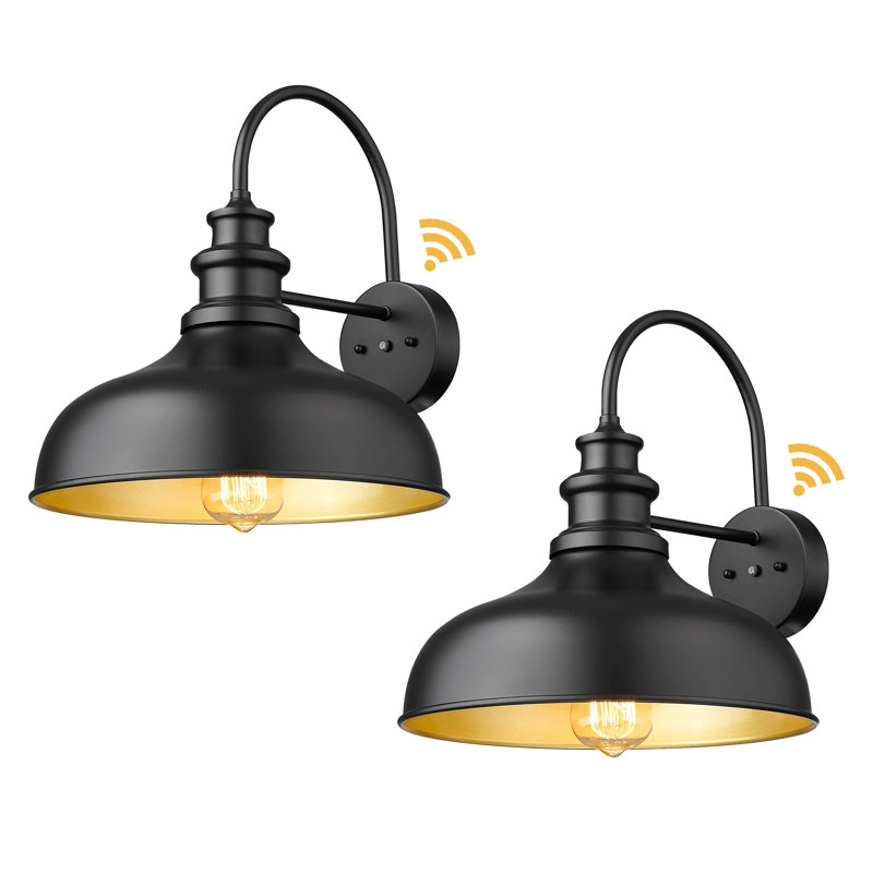 Lampe de lanterne murale d'extérieur Dusk To Dawn, Noir mat / Or, Noir mat
