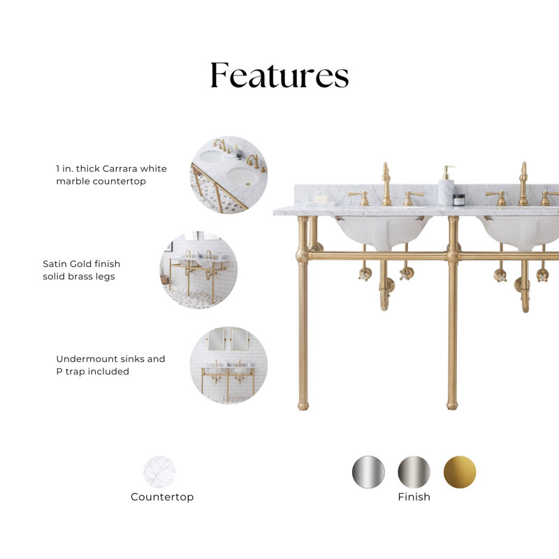 Embassy Stone Oval Console Bathroom Sink with Faucet and Overflow, Satin Brass