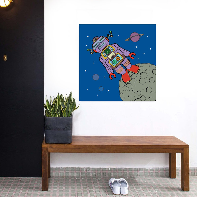 Asteroïde bot abstrait paysage urbain contemporain, H 32 po x l 32 po