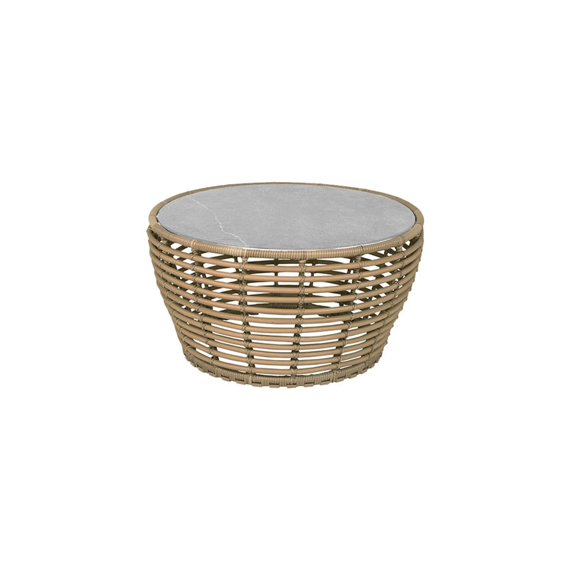 Basket Outdoor Round Coffee Table, 30" W x 30" L x 16" H, Graphite/Fossil Black