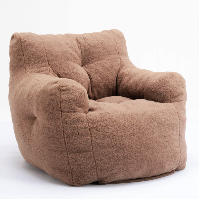 Fauteuil à billes 39,37 po Almon, Tissu café Teddy