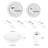 White with Silver Pearl String Round Disposable Plastic Tableware Set - 120 Settings