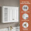 Pharmacie murale 36 po x 28 po | Grande armoire de rangement pour salle de bain avec 1 tablette réglable | Cadre en bois massif avec charnières à fermeture en douceur et portes à ouverture battante | Finition peinte en blanc
