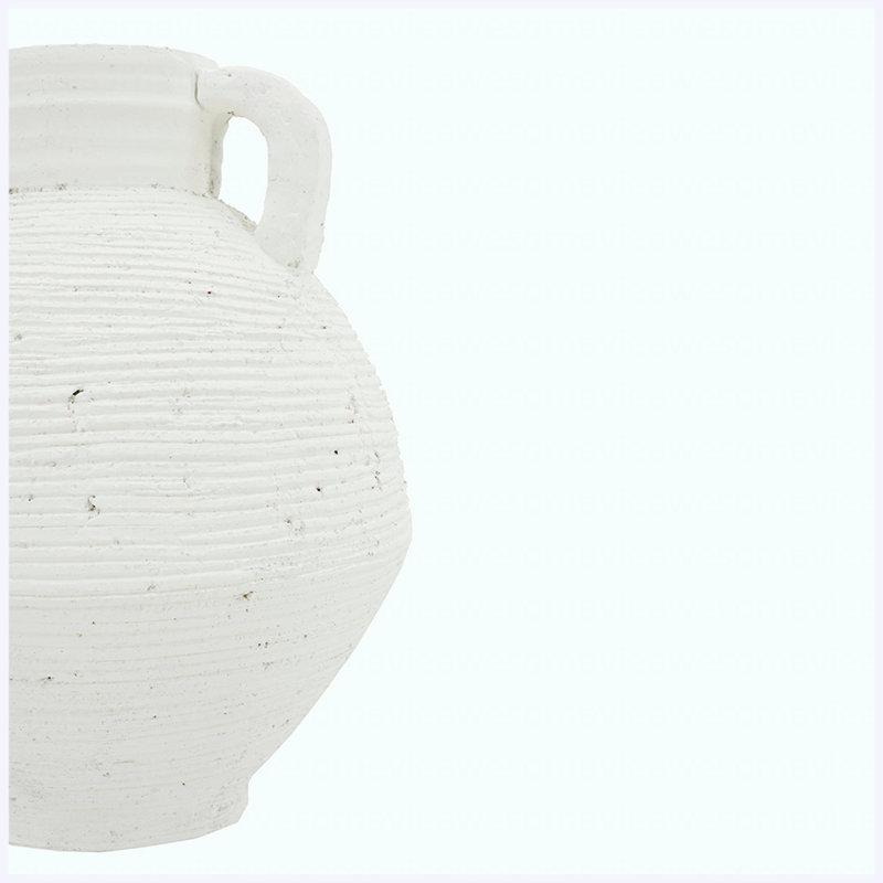 Vase en céramique blanc rustique 8,1 "x 9,8" avec poignées, vase en céramique