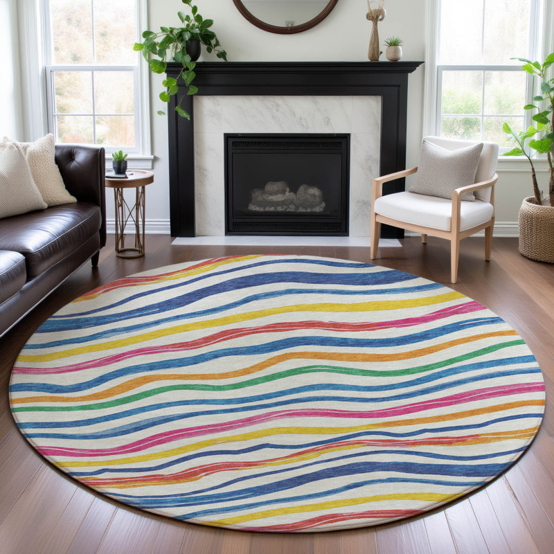 Tapis de qualité supérieure lavable à la machine Harjo AMF1581, Rond 8 pi