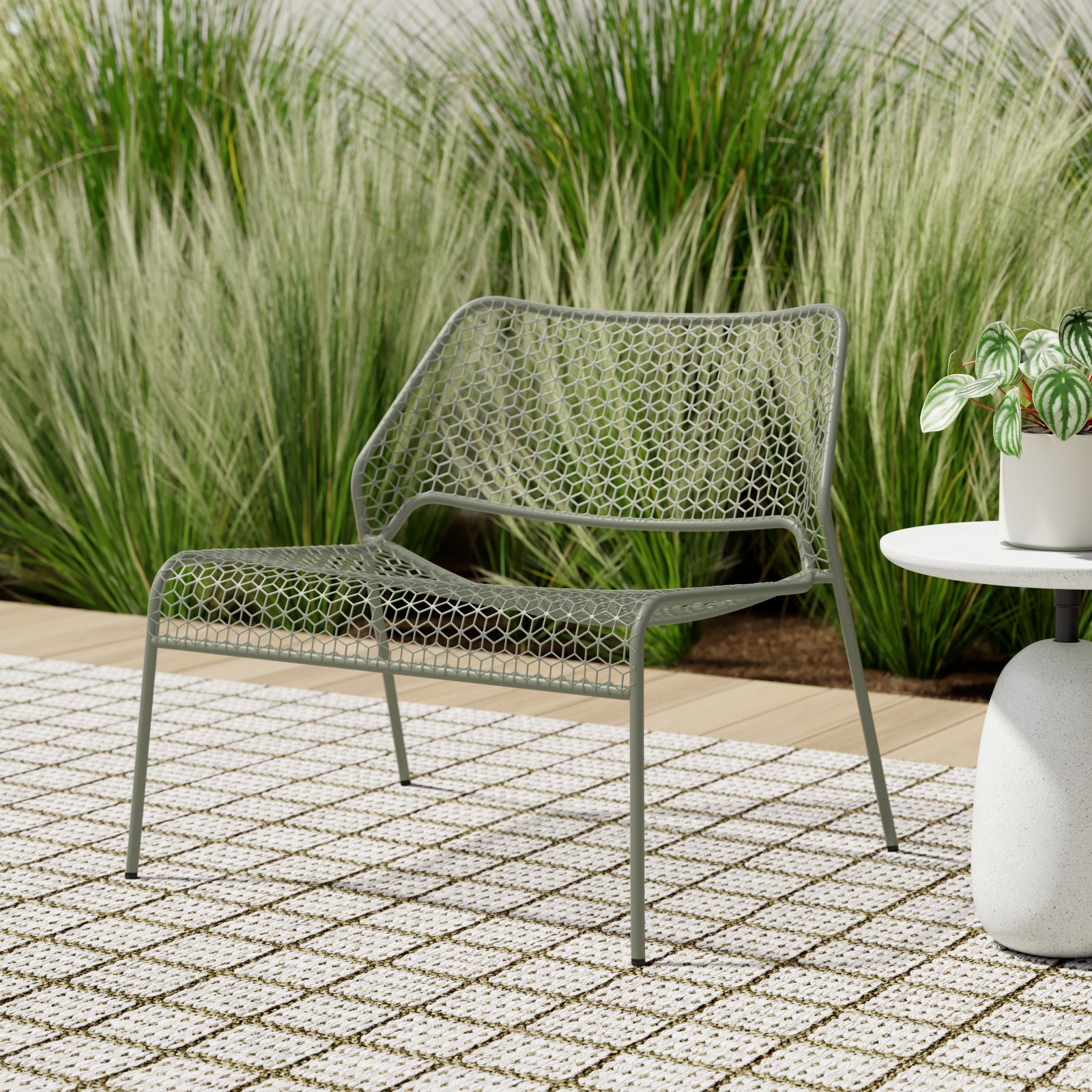 Hot Mesh Patio Lounge Chair, Gray Green